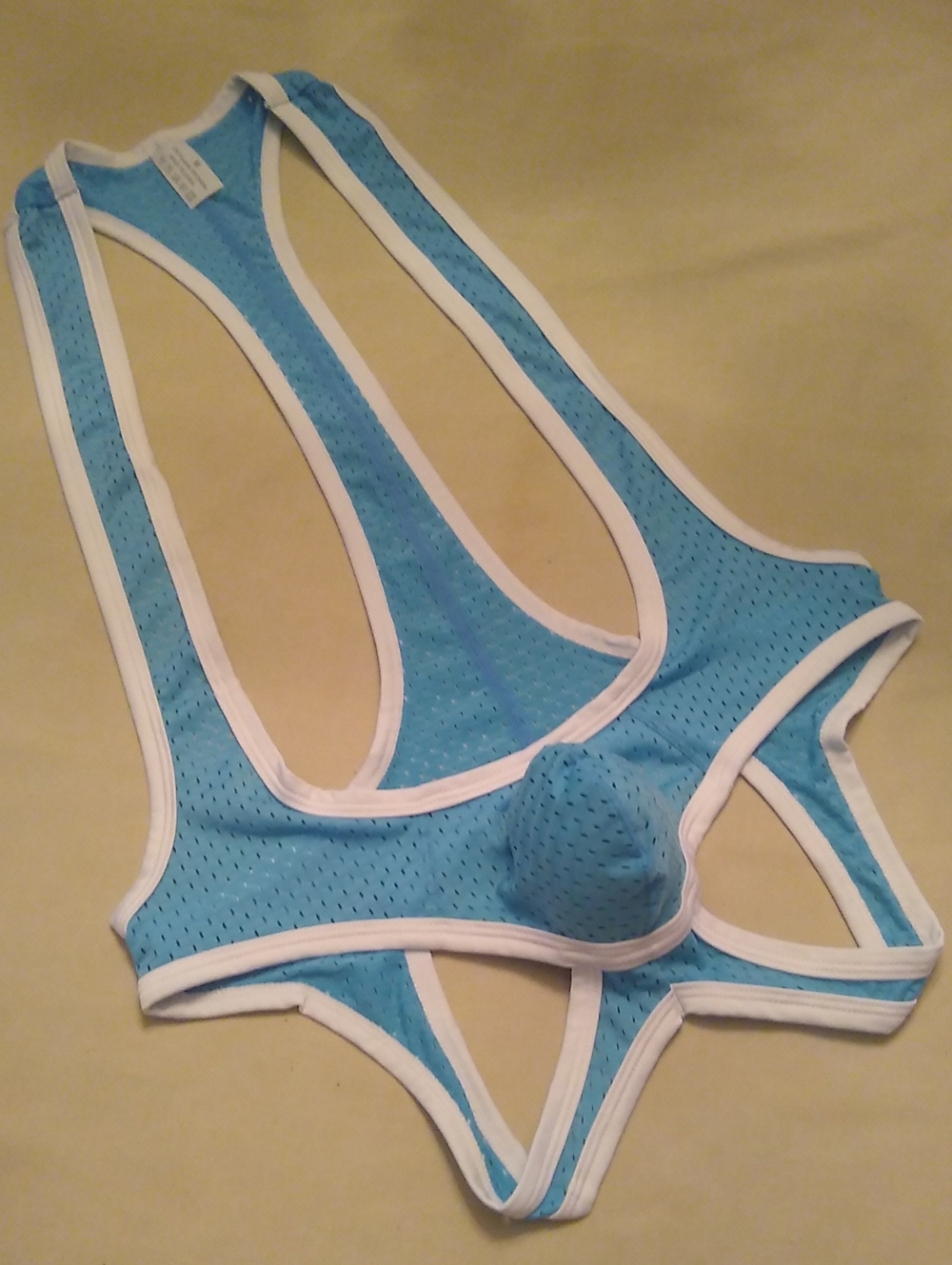Mesh Buttless Singlet Blue w/ White Trim